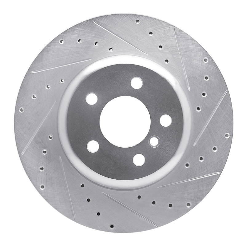 BMW 230I xDrive Brake Rotor (1) - Rear Right - R1 Concepts - Drilled & Slotted - Silver - `13-`21